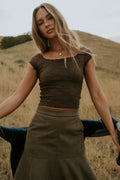 Celia Lace Top in Brown
