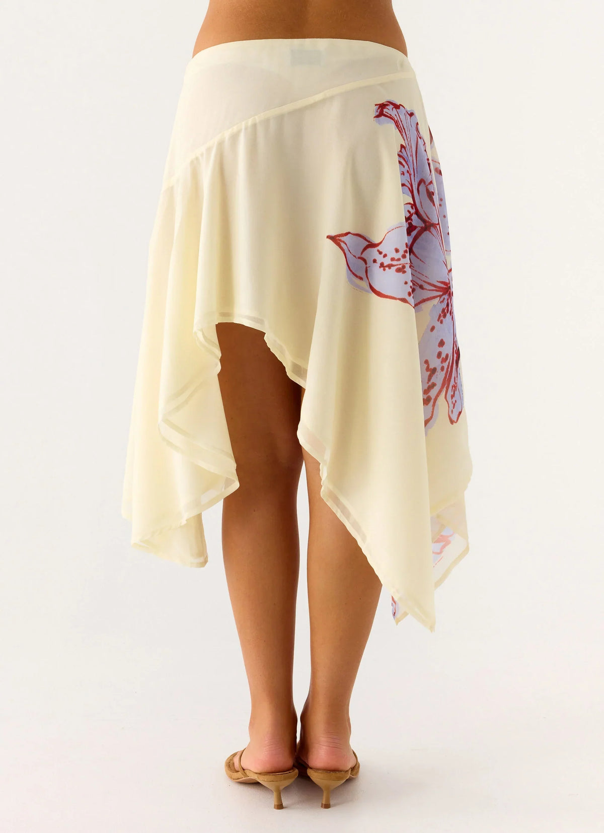 Kia Low Rise Asymmetrical Midi Skirt - Purple Floral