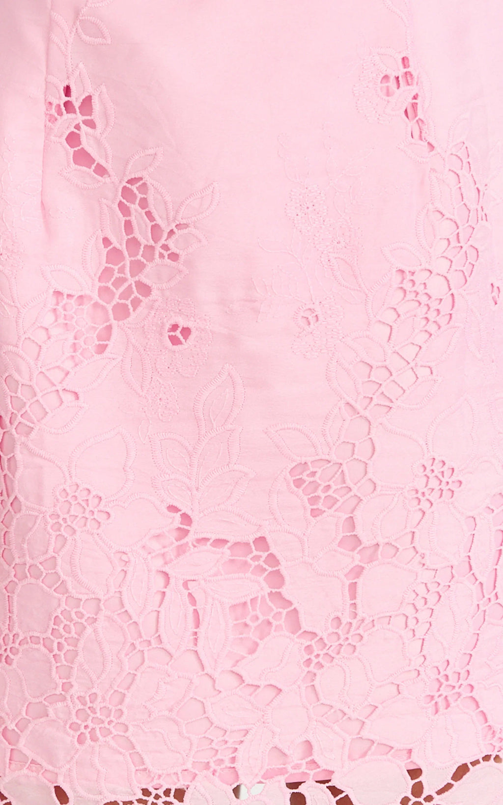 Maisie Mini Dress - Broderie Cut Out Border Hem Dress in Pink