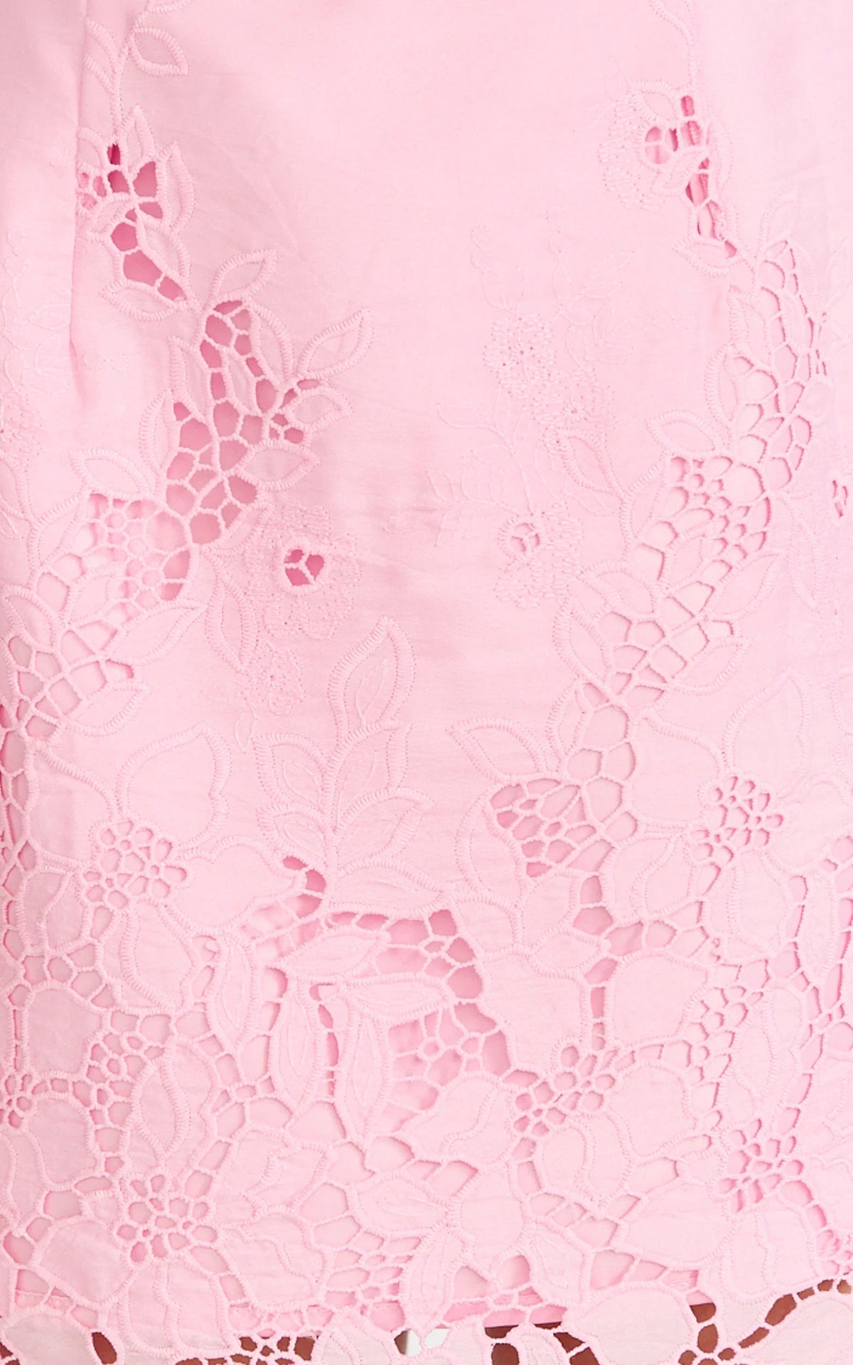 Maisie Mini Dress - Broderie Cut Out Border Hem Dress in Pink
