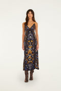 Golden Nature Adjustable Straps Slip Maxi Dress
