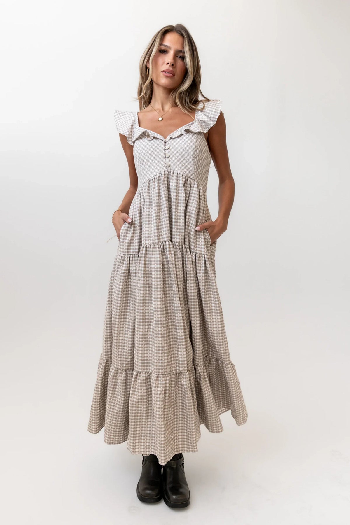 Salome Gingham Maxi Dress